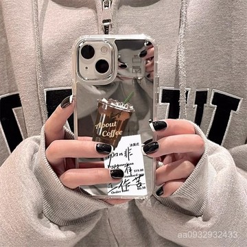 熱銷 一杯美式iPhone16/15Promax鏡麵手機殻14蘋果13姐妹12閨蜜11新xs透78
