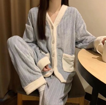 可外穿家居服套裝法蘭絨加厚睡衣女ins風日系新款長袖長褲小香風【步行者戶外生活館】