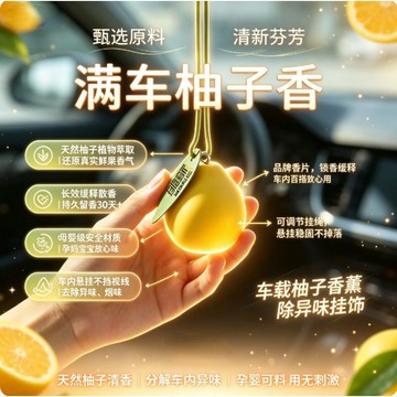 🌸相遇🌸原創車載香薰掛件汽車內飾水果柚子擴香掛飾車內除異味香氛車擺件 車載香薰 汽車芳香劑 汽車芳香