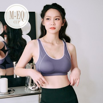 運動內衣【輕體律動】透氣涼感防震集中無鋼圈內衣 M-EQ (芋紫) #2302