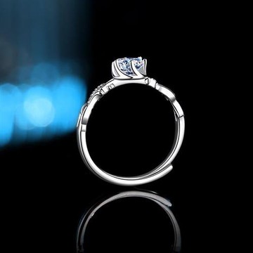 【米蘭精品】莫桑石戒指925純銀開口戒-法式花紋D色一克拉女飾品74gk15