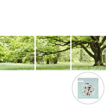 ARTJOY DIY數字油畫 三聯式 50x50cm 綠意盎然  綠色  1組