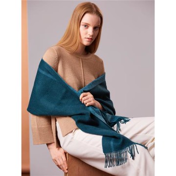 ST.MALO秘魯幼羊駝皇家雙面披肩-獨