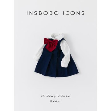 女童背帶裙套裝春秋裝女寶寶學院風公主裙兩件套兒童連衣裙小童潮