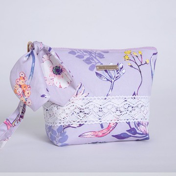【城市印花-南非開普敦】啾啾蕾絲手作化妝包 皇后 紫