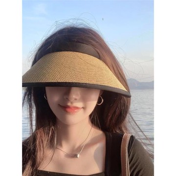 JOZOZ顯臉小遮陽帽女夏季2025新款防曬帽子防紫外線大檐空頂草帽