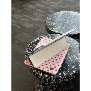ins韓風撞色星星適用ipad10平板套磁吸蘋果Air13寸搭扣3+y折保護殼air456防彎摔mini7透明9代亞克力10.2寸女