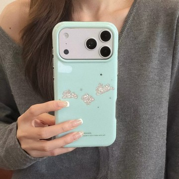 韓系薄荷綠卡通碎鑽兔子防摔手機殼 iphone17手機殼 16 15保護殼 簡約設計