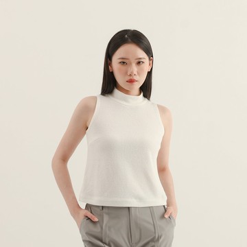 【經典原創】Image_形象立領皺褶背心_CLT012_白