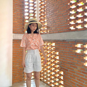 BIRUCHU HER SHIRTS : 杏色 印花襯衫