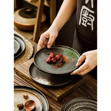 日式圓盤陶瓷盤牛排盤早餐盤壽司盤子平盤裝菜色釉淺盤西餐廳餐具