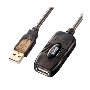 (まとめ）サンワサプライ延長USBアクティブリピーターケーブル (A)オス-(A)メス 20m KB-USB-R220 1本