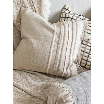 弋采現代侘寂風民宿亞麻棉麻夏季四季流蘇裝飾靠墊抱枕腰枕方枕套