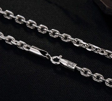 925 純銀項鍊無吊墜 3.5 毫米鏈條 Bijoux 男士女士