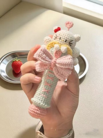 台灣出貨 2026 DIY手工 手作鈎針 新款毛線鉤針鉤織可愛蝴蝶結愛心Kitty魔法棒diy材質包手作擺飾
