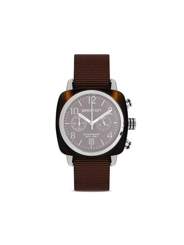 Briston Watches - Clubmaster Classic Chrono 42mm - unisex - stainless steel/Fabric - One Size - Brown