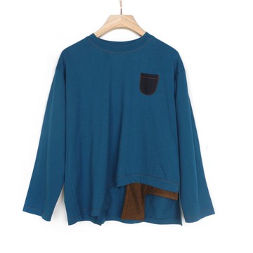 藍咖 不規則圓弧拼接T #U1133