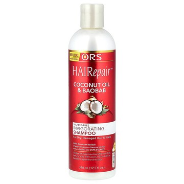 ORS, HAIRepair™，煥活洗髮精，適合乾枯受損的頭髮和頭皮，椰子油和猴面包，12.5 液量盎司（370 毫升）