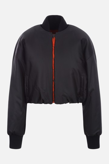 ALAIA cropped bomber jacket in glossy nylon Woman