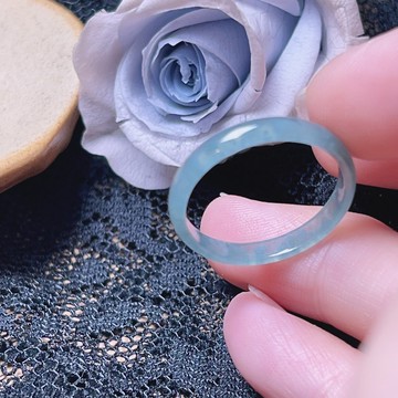 【求‧緣】冰藍水翡翠戒指戒圈 | 國際18圍 | 天然A貨翡翠 | 送禮