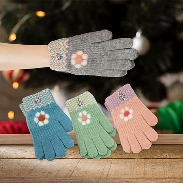 比得兔小花兒童刺繡手套-14.5cm-GL5632-2雙入