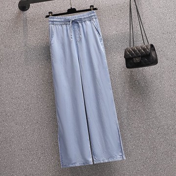 品牌折扣店商場專柜撤柜女裝尾貨清倉夏裝高腰薄款開叉闊腿褲子女