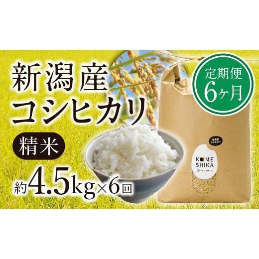 ふるさと納税 新潟県 新潟産コシヒカリ精米4.5kg×6回　精米したてをお届け