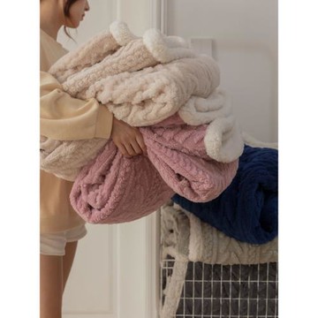 復古雙層保暖多功能毛毯北歐秋冬加厚雙層提花陽離子羊羔絨毯子