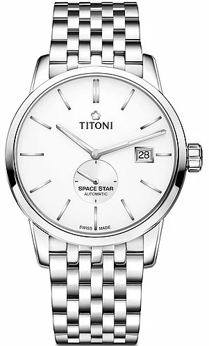 TITONI 梅花錶 天星系列 SPACE_STAR 機械男腕錶(83638S-606)-40mm-白面鋼帶【刷卡回饋 分期0利率】【APP下單點數13倍送】