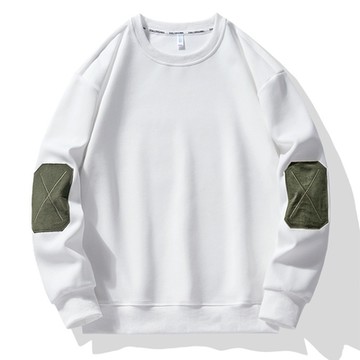 [米蘭精品] T恤長袖上衣-圓領拼色寬鬆休閒男裝5色74it52