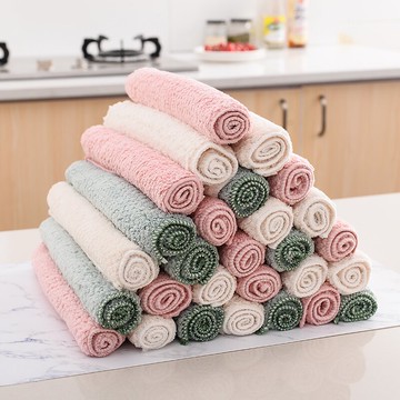 集美珊瑚絨抹布吸水不掉毛擦桌布廚房家務清潔布家用洗碗布不沾油