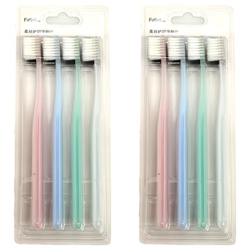 FaSoLa 柔絲清潔護齦透氣牙刷 顏色混色 軟毛牙刷  8支  2組