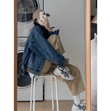 xiifan早秋復古短款牛仔外套女2024春秋新款韓版寬松百搭上衣港風