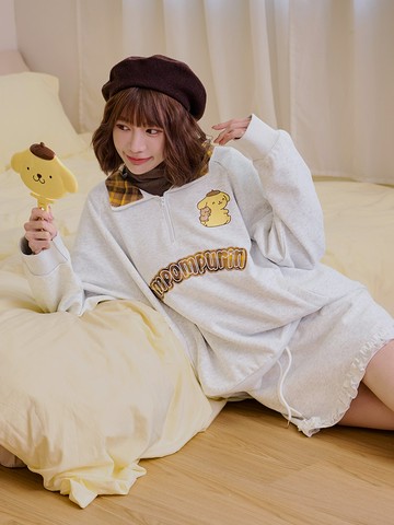 布丁狗．棉質精緻貼布繡格紋翻領上衣