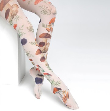 彩色蘑菇褲襪，適合熱愛自然的時尚穿搭