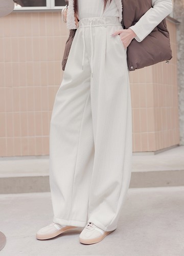 燈芯絨厚刷毛寬褲