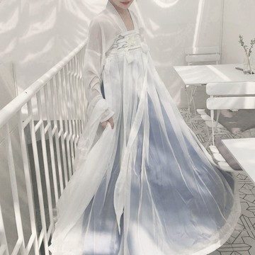 免運 萬里晴空 學生漢服白菜原創漢服元素女超仙刺繡齊胸襦裙大裙擺女