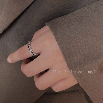 『Mika迷卡』T17現貨 新款通勤百搭時尚鏈條可調節戒指個性時髦高級感鏤空活口戒指 預購請聊聊