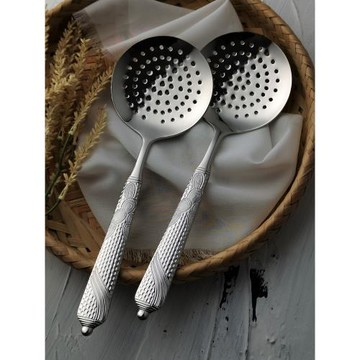 個性孔雀花柄 18-10不銹鋼平口漏勺 家用撇浮沫小漏勺 精美精致