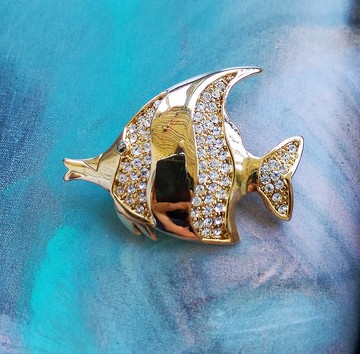 Vintage Jewelry 西洋古董飾品 金色調 熱帶魚 別針