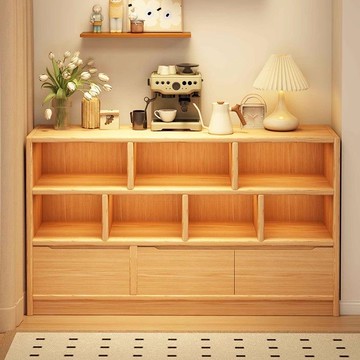 實木書柜落地置物柜一體靠墻床邊柜幼兒園儲物柜子收納格子柜書架