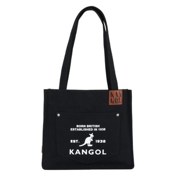 KANGOL 肩背包 黑色 帆布 皮標 袋鼠 托特包 6625170820
