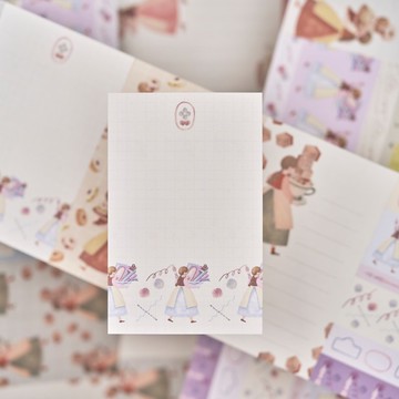 日本手繪便條紙組合 文具女孩系列 5款25張