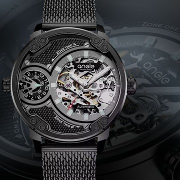 鏤空雙機 編織鋼帶 霧砂黑