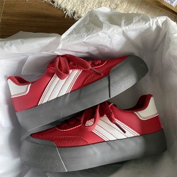 喜叔 復古紅色德訓鞋女白敬亭同款蓬蓬鞋ins百搭厚底板鞋面包鞋子