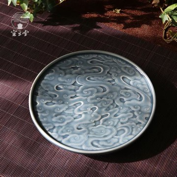 空云堂景德鎮手工雕刻壺承陶瓷點心盤圓盤甜品盤干泡功夫茶具壺托