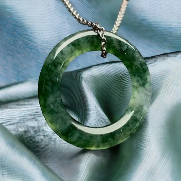 冰飄綠花翡翠平安環項鍊 | 天然緬甸玉翡翠A貨 | 送禮