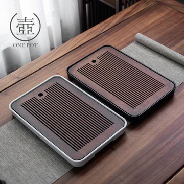 一壺 竹制茶盤家用小型瀝儲水式茶臺茶海簡約干泡臺托盤功夫茶具