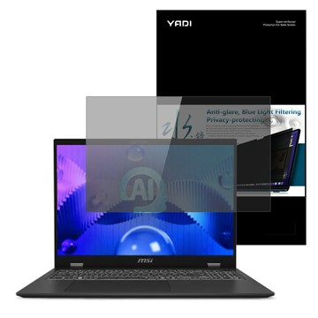 YADI 亞第 插卡隱貼 水之鏡防窺片 MSI Prestige 16 AI Studio B1VFG-021TW專用 16吋  透黑色  1個