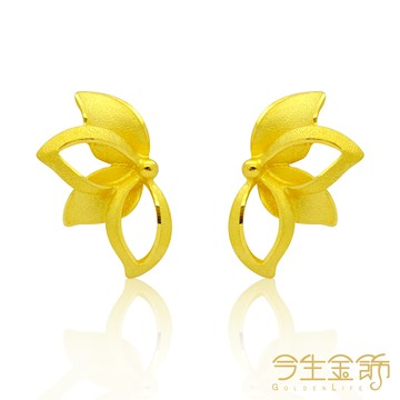 今生金飾 蓮語耳環 純黃金耳環
